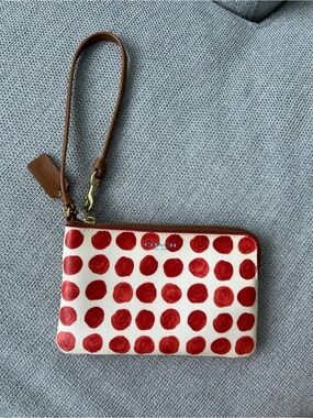 Coach Polka Dot Wristlet with Cardholder Interior – Red & Cream
